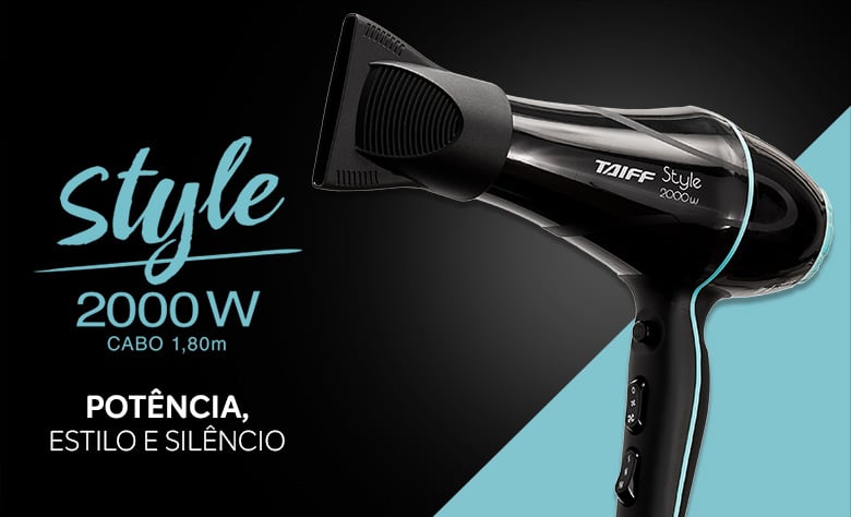 Secador de Cabelo Taiff Style Black 2000W Azul Tiffany 220V
