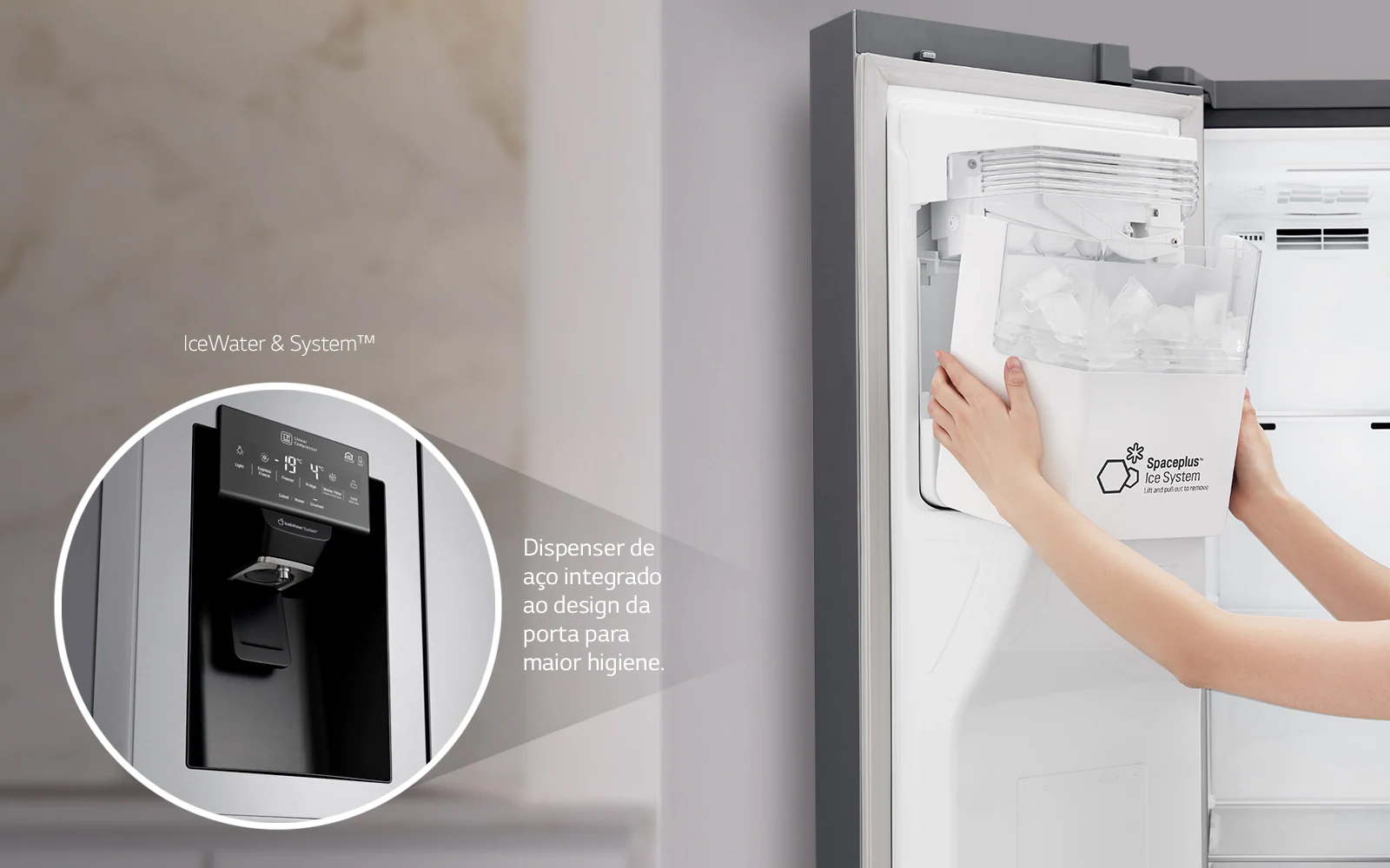 Água pura e gelo sempre à disposição